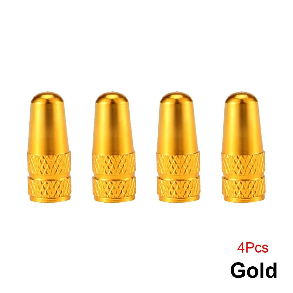 4 gold aluminum alloy Presta valve caps for bicycles, Simples Market