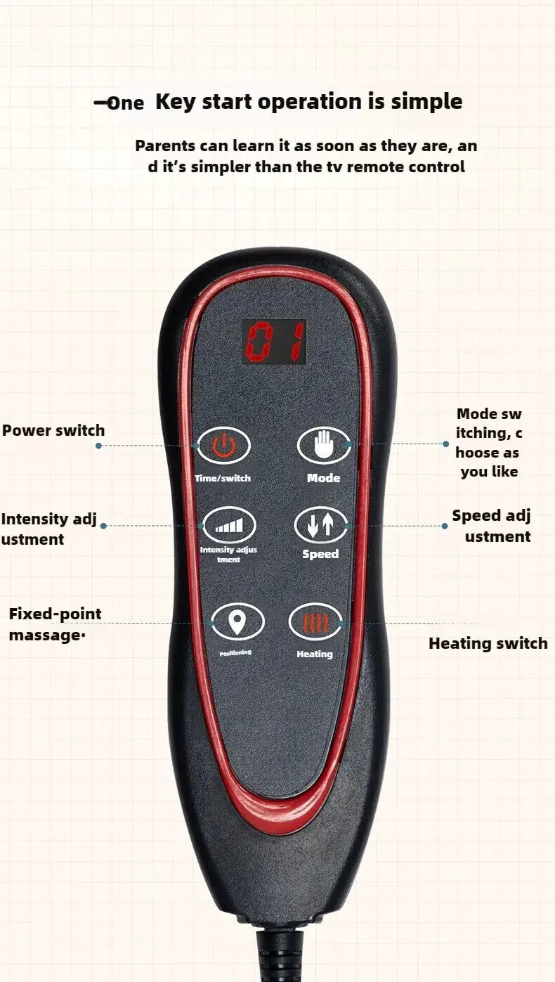Simples Market massage remote control for electric full-body massage cushion with heating, black with red trim
