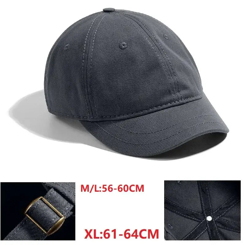 Big Head Hat Back Closed 5cm Short Brim Baseball Cap For Men Mesh Fitted Stretchy Full Closed Caps 56-60cm 61-65cm