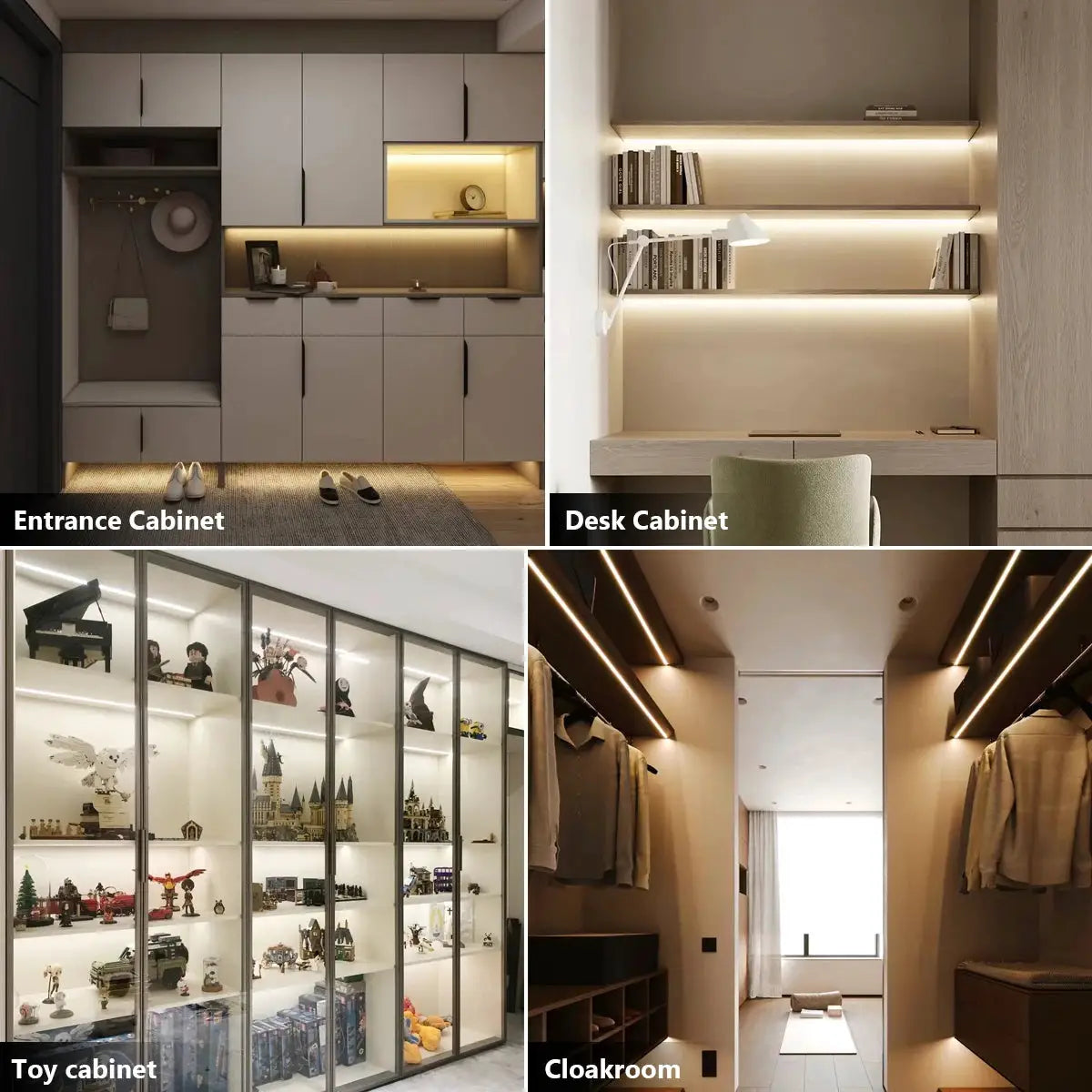Under-cabinet COB LED strip light by Simples Market with touch sensor; dimmable lighting for bedroom and wardrobe cabinets