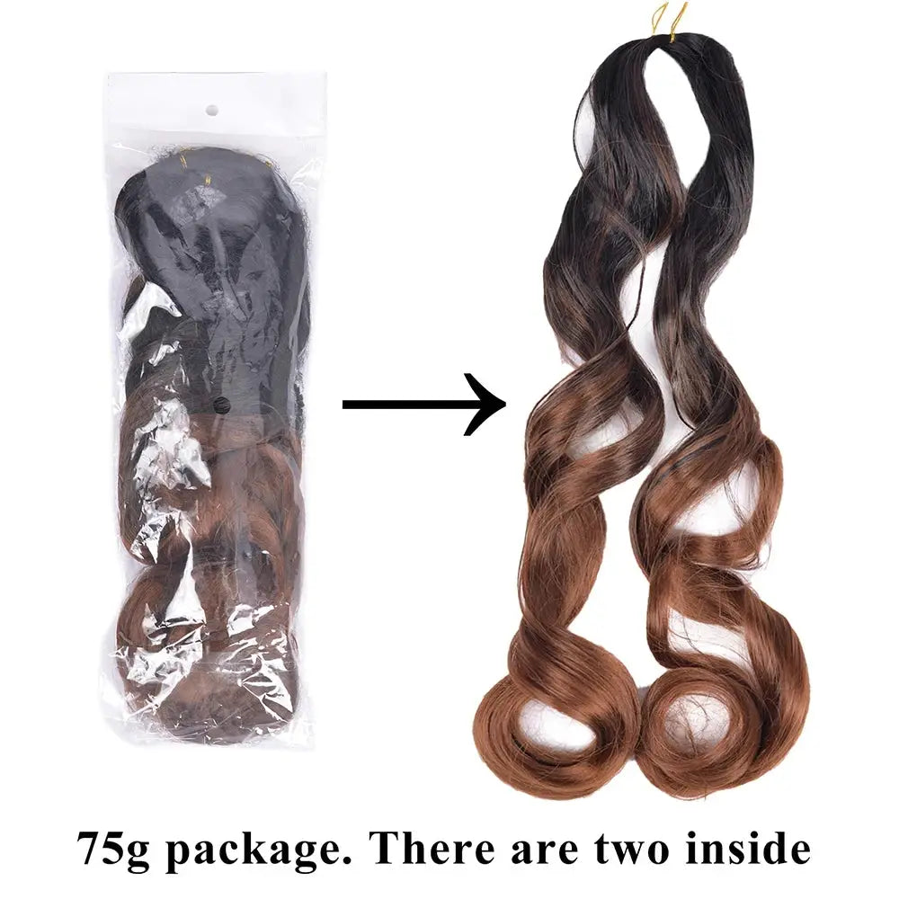 French Curls braiding hair extensions, 24-inch synthetic spiral curls, brown ombre 75g package, 2 bundles