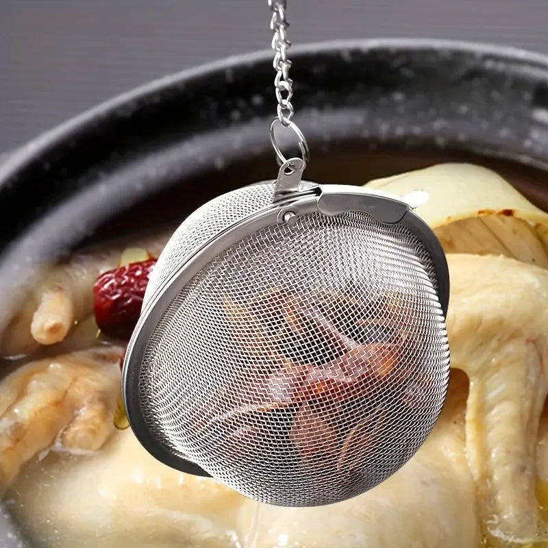 304 Stainless Steel Tea Infuser Filter Ball With Extension Chain Hook For Teas Soups And Broths