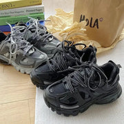 Simples Market men's chunky sneakers, two pairs in black and gray.