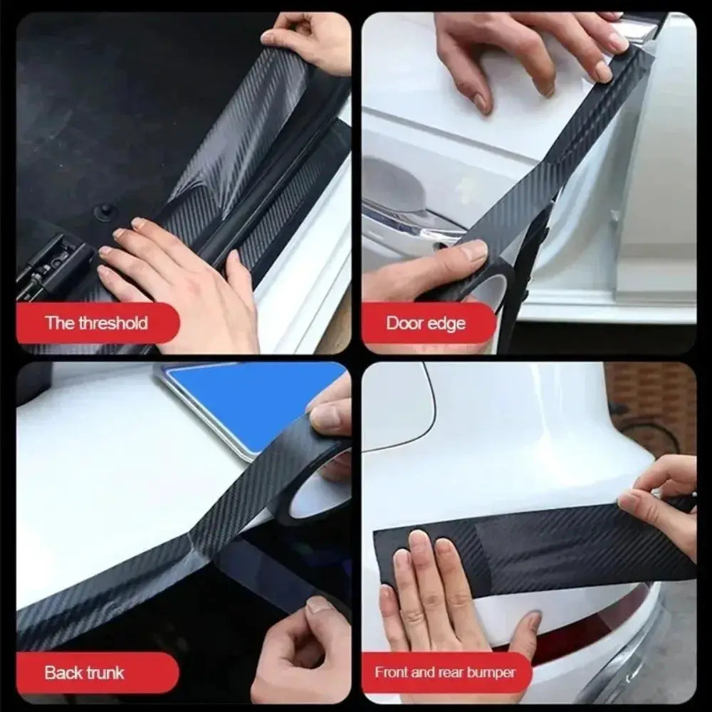 3D Carbon Fiber Sticker Paste Car Threshold Protector Film Waterproof Anti Scratch Matte Black Sticker For Car Body