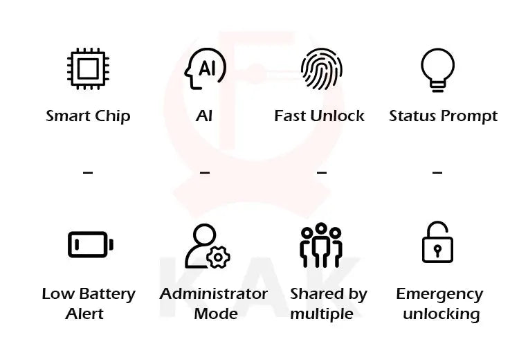 KAK Biometric Fingerprint Lock, white keyless drawer lock with AI fast unlock