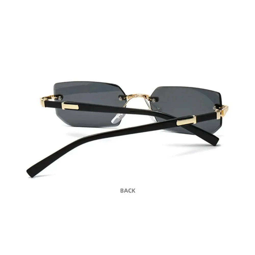Rimless Edge Rectangle Sunglasses Unisex Frameless Designer Fashion Y2K Vintage Square Sun Glasses