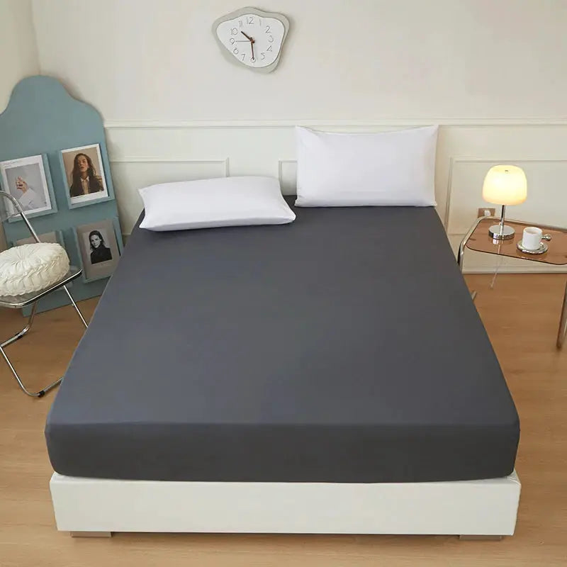 Simples Market dark gray fitted bed sheet, 100% polyester with elastic edge, single piece