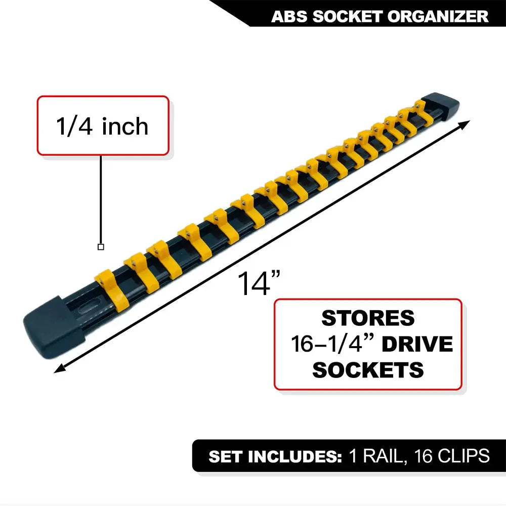 Durable Plastic Socket Organizer Rail Bracket For Quarter Inch Three Eighths And Half Inch Wrenches