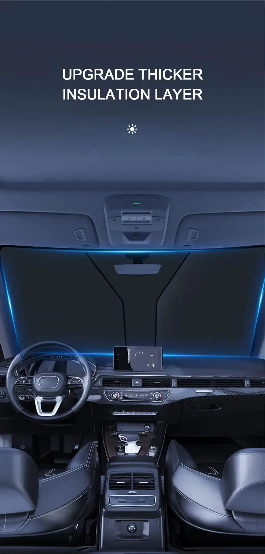 SEAMETAL car windshield sun shade cover; Simples Market brand, heat-insulation front window sun visor
