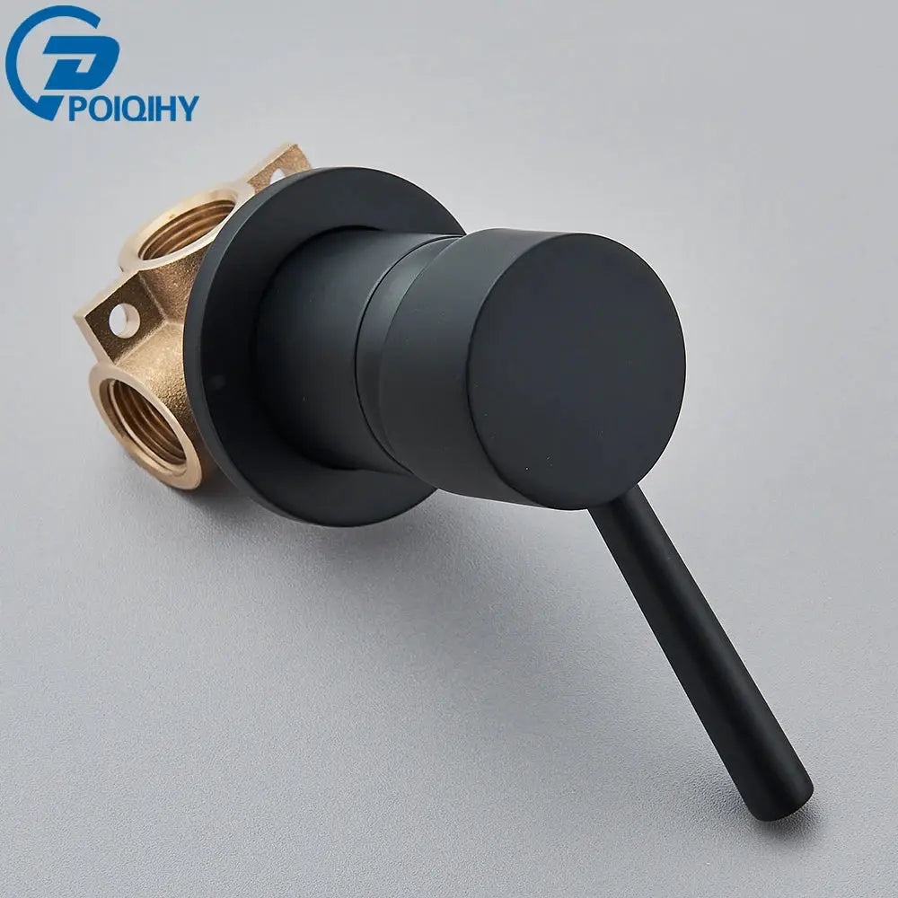 Simples Market brass mixer valve with black matte handle and dual threaded connections