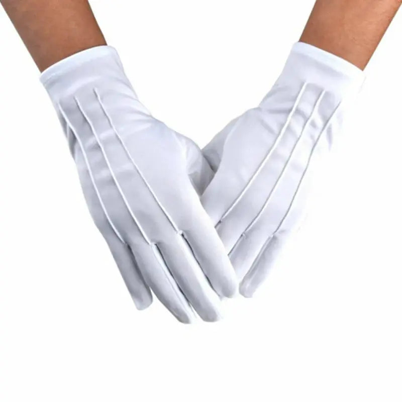 Two white cotton gloves for men, formal wear by Simples Market