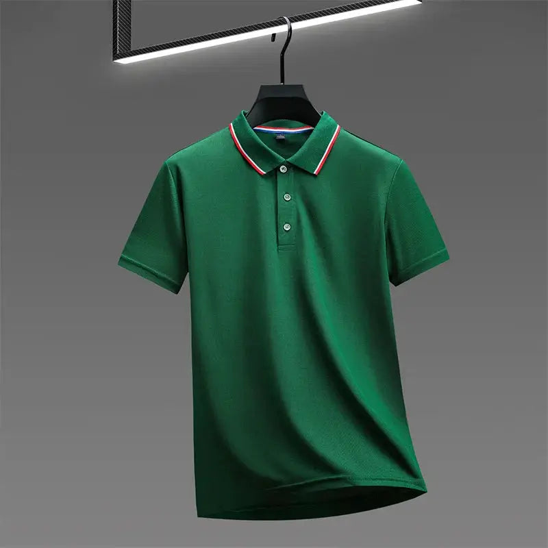 Men's green polo shirt, solid color, short-sleeve casual summer top