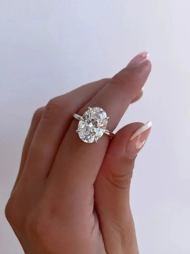925 Sterling Silver Oval Zircon Ring For Women Engagement Wedding Fine Jewelry High Quality