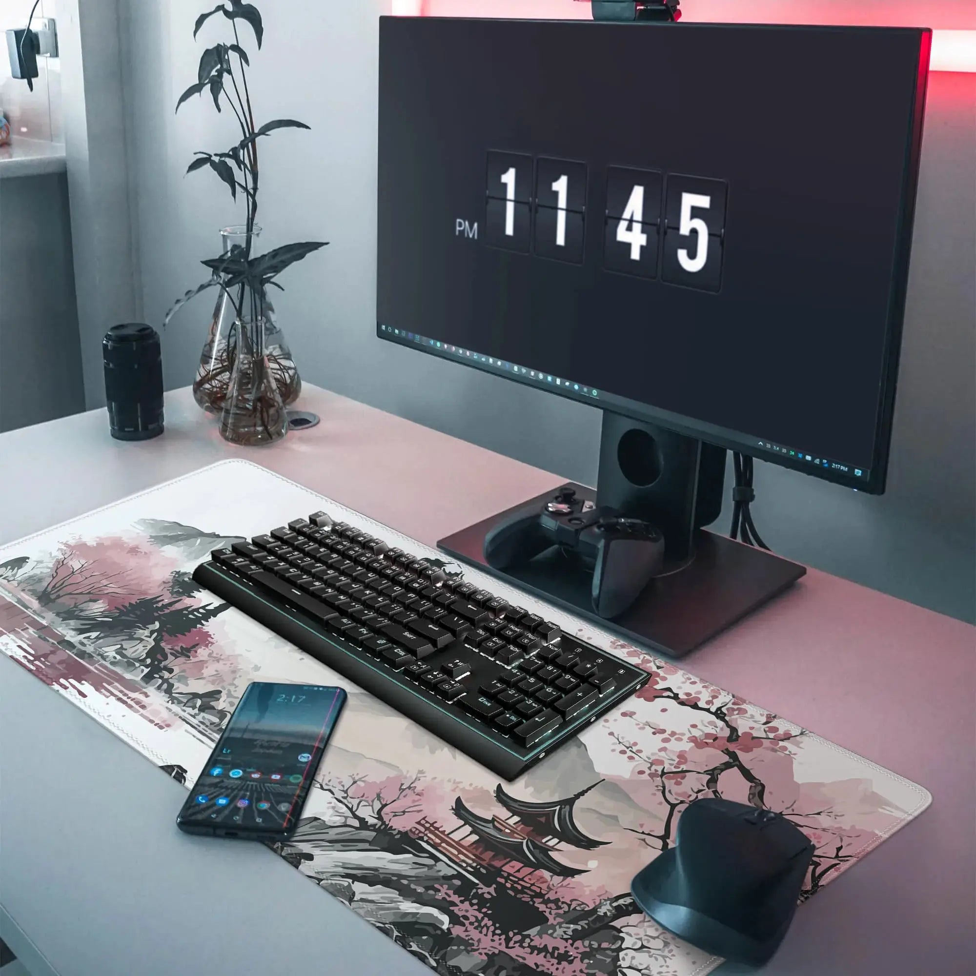 Large Extended Gaming Mouse Pad For Desk With Stitched Edges And Non Slip Rubber Base