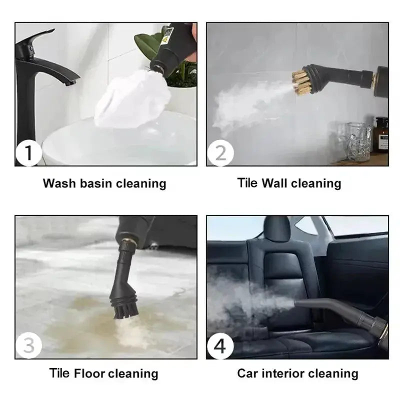 Portable Handheld Steam Cleaner With High Temperature Pressurized Steam For Kitchen And Car Cleaning With Brush Heads