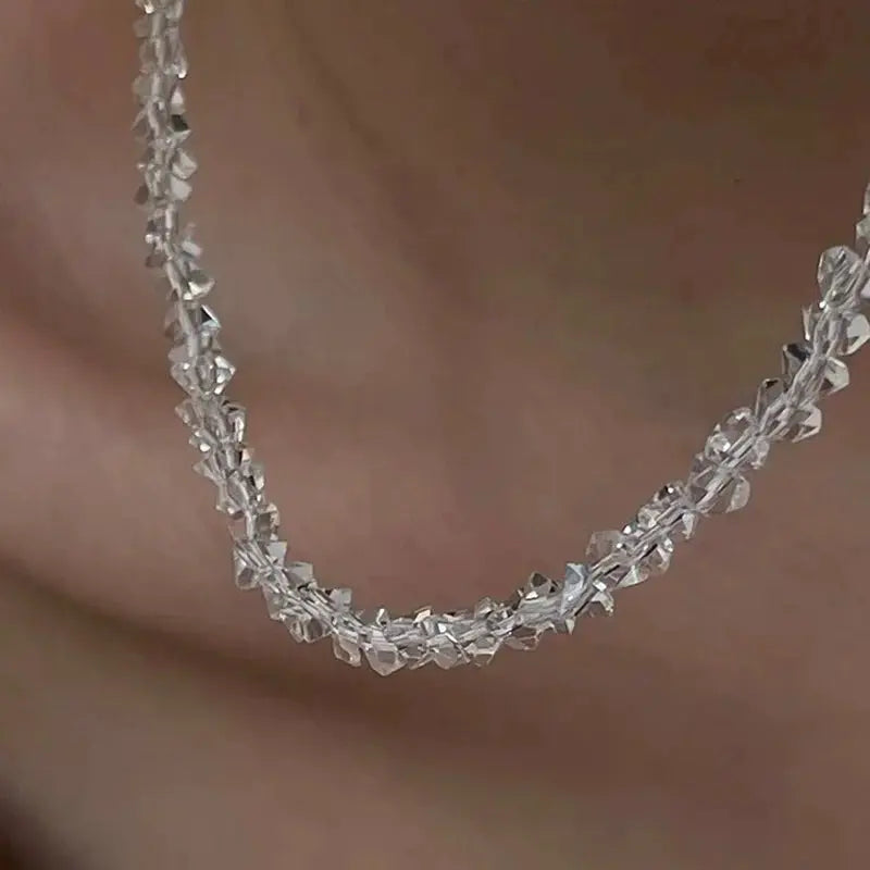 Tetrahedron Triangle Crystal Glass Charms Necklaces For Women Jewelry Making Accessories