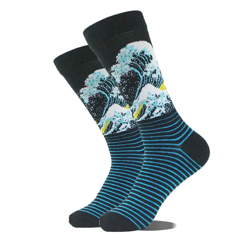 Cotton Happy Funny Socks For Men Women Unisex Crew Socks Alien Planet Shark Dinosaur Novelty Design