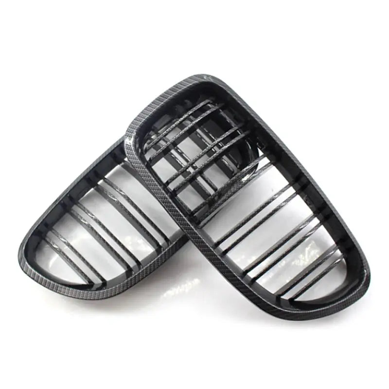 Simples Market gloss black carbon fiber BMW kidney grille set with dual slats for 5 Series F10/F11/F18 (2 pieces)