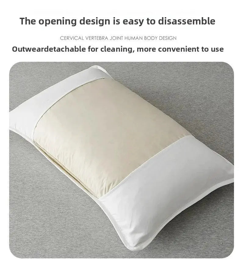 Pillow protector with beige center panel and white edges, waterproof anti-mite, 72x45cm
