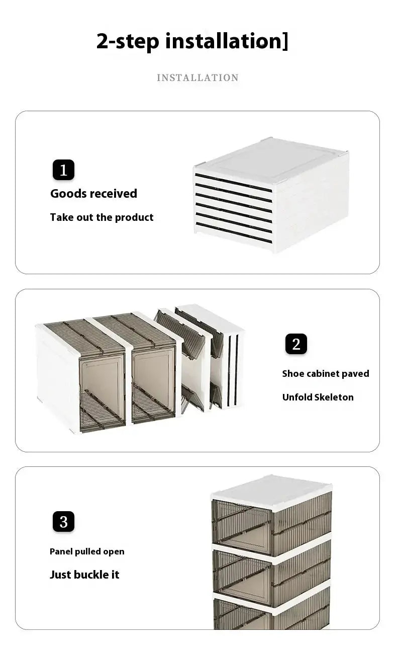 Dustproof Foldable 6 Layer Transparent Thickened Plastic Shoe Bins Stackable Sneaker Cabinet Organizers