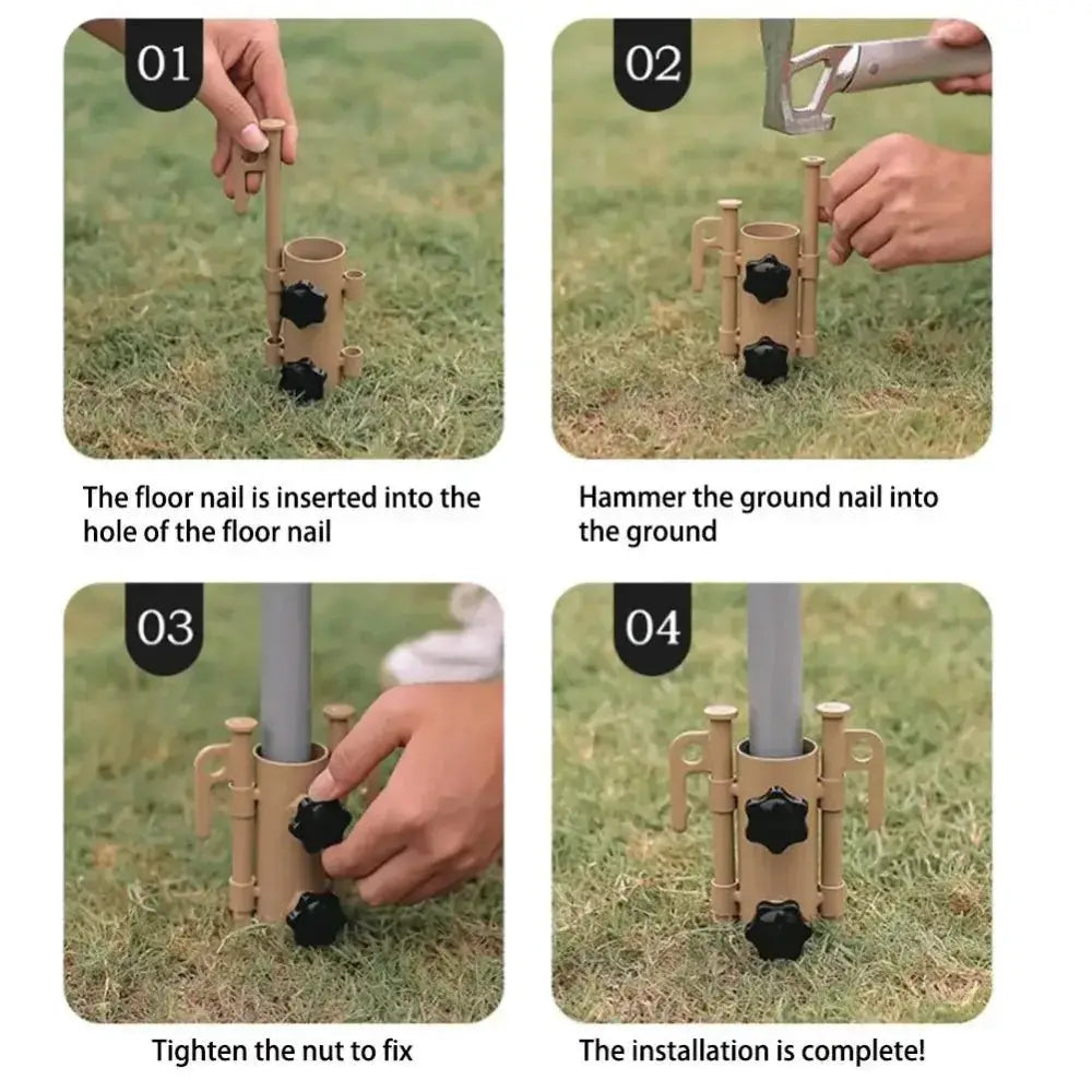 Colorful Ground Holder For Awnings And Tents Windproof Adjustable Steel Pole Support
