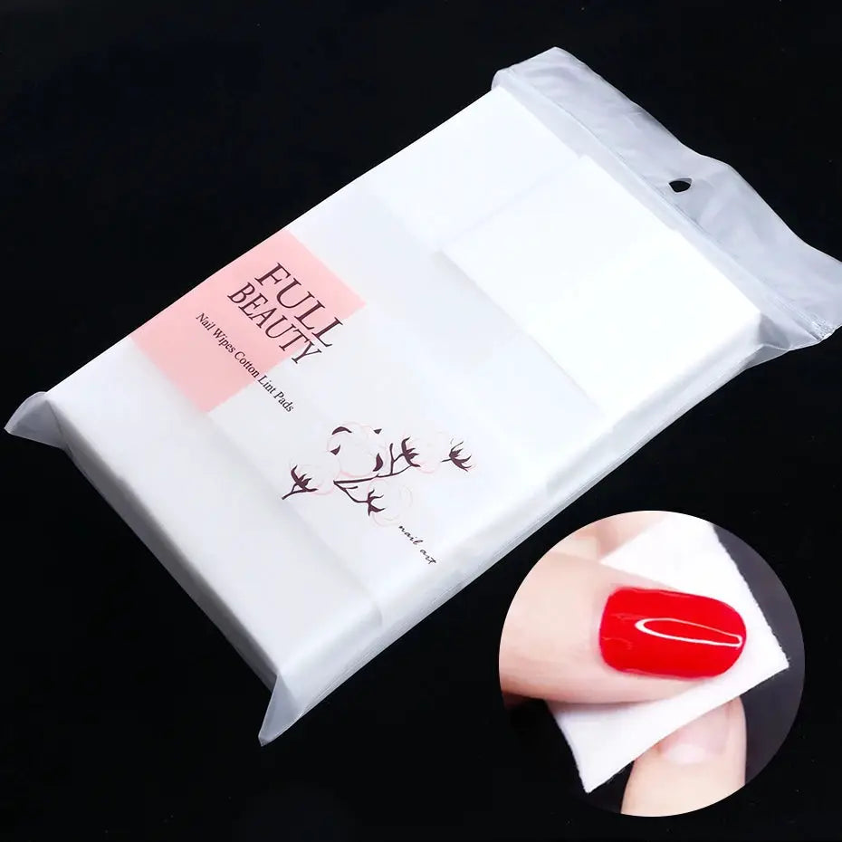 Full Beauty lint-free nail polish remover wipes, 450pcs white cotton cleansing pads for UV gel nails
