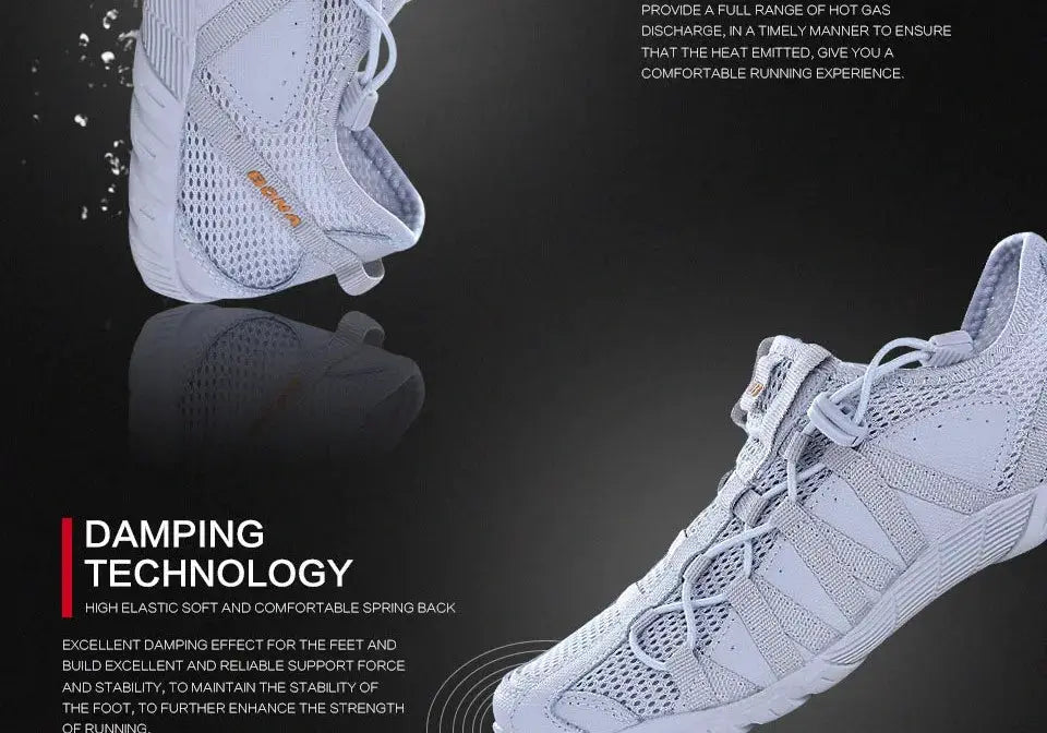 BONA men's gray mesh lace-up running shoes, athletic sneakers pair