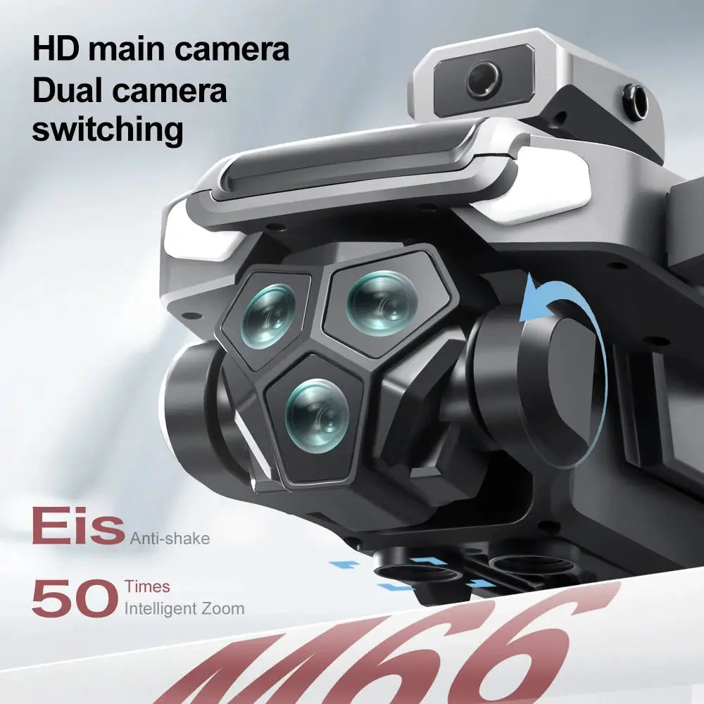 M66 drone by Simples Market with folding remote, 5G FPV camera, HD dual cameras, brushless motors.