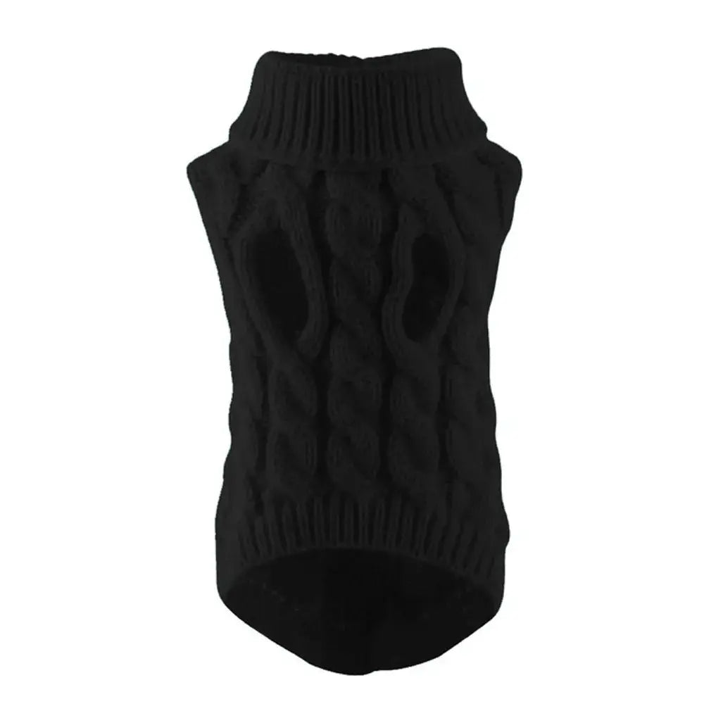 Small Dog Knit Sweater Autumn Winter Solid Color Fried Dough Twists Pattern Warm Cozy Pet Clothing