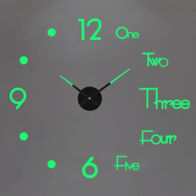 Large wall clock with neon-green numbers and black central dial