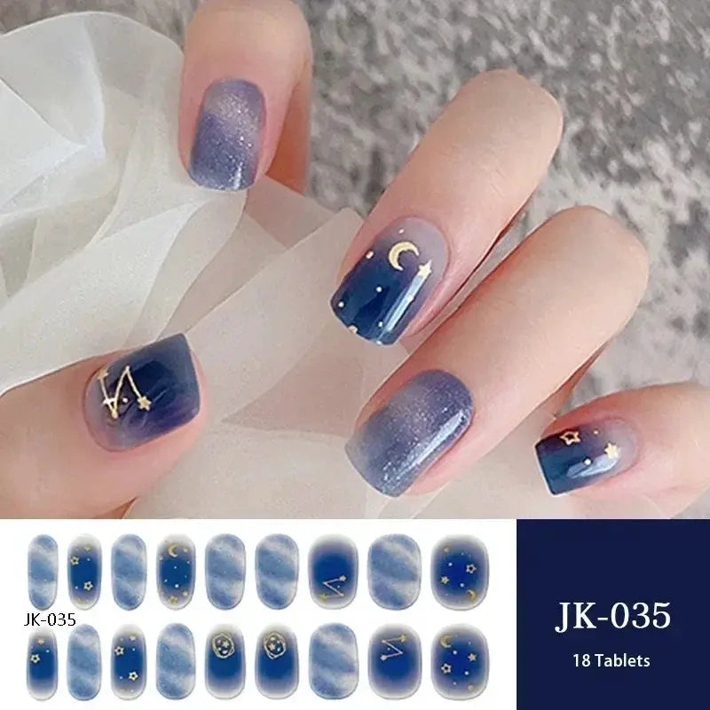 NailLux Semi Cured Nail Wraps For 16 To 20 Tips Easy Full Cover Adhesive Press On Nails Gel Finish UV LED Compatible