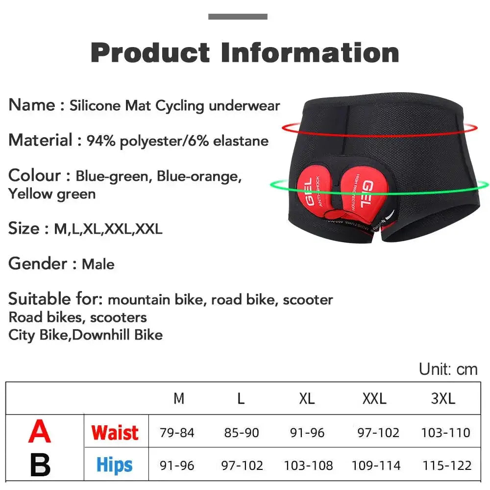 NEWBOLER breathable cycling underwear shorts with 5D gel pad, black fabric with red gel pads