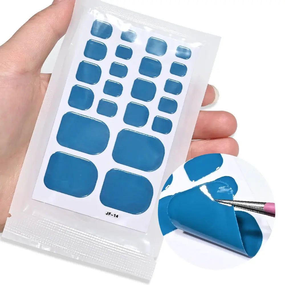 Toe nail sticker wraps; blue solid full-cover, self-adhesive toenail decals by Simples Market