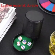 Leather Dice Cup With Lid Green Red Lining Interior Quiet Shaking For Liars Dice Farkle Yahtzee Includes 5 Dice