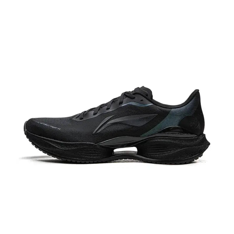 Li-Ning men's running shoe, black with blue accents, mesh upper