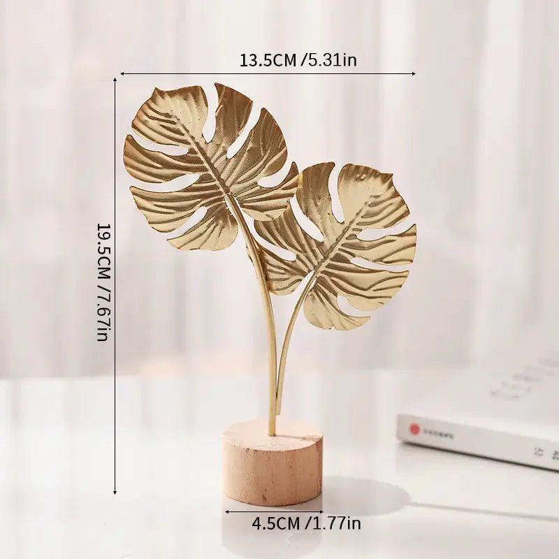 Nordic Style Iron Ginkgo Leaf Ornament 1 Piece Luxury Metal Home Decor for Living Room Foyer and Wine Cabinet - Simples Market