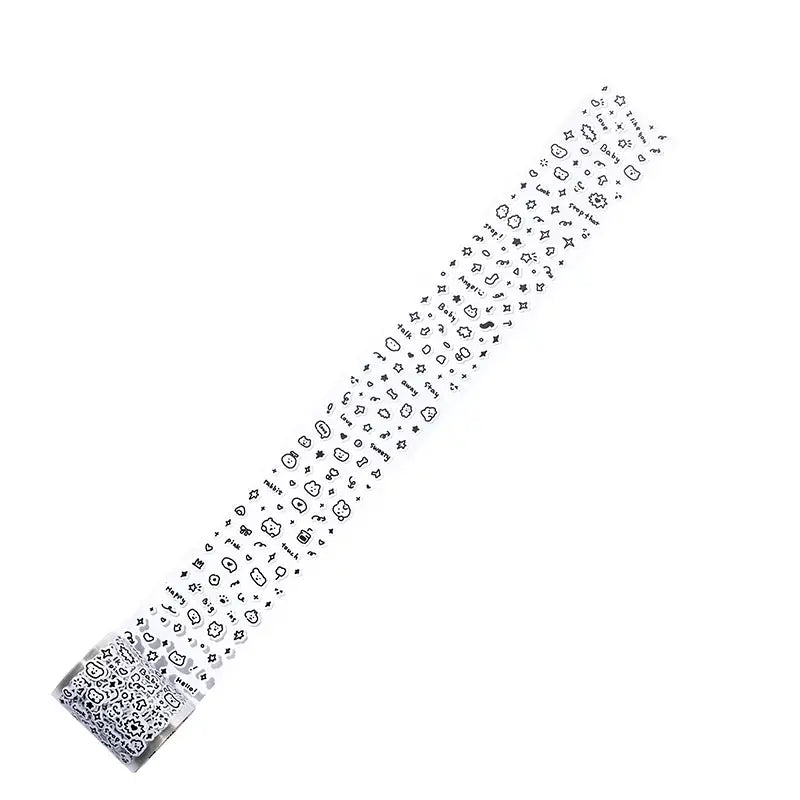 Mr.paper 200cm decorative planner tape, hand-drawn small-pattern design, black-and-white, Simples Market