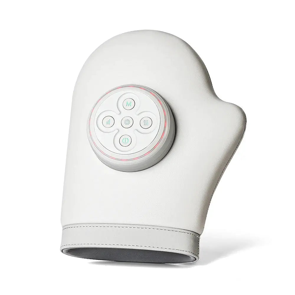 Simples Market electric hand massager glove in white leather with circular air-pressure control panel