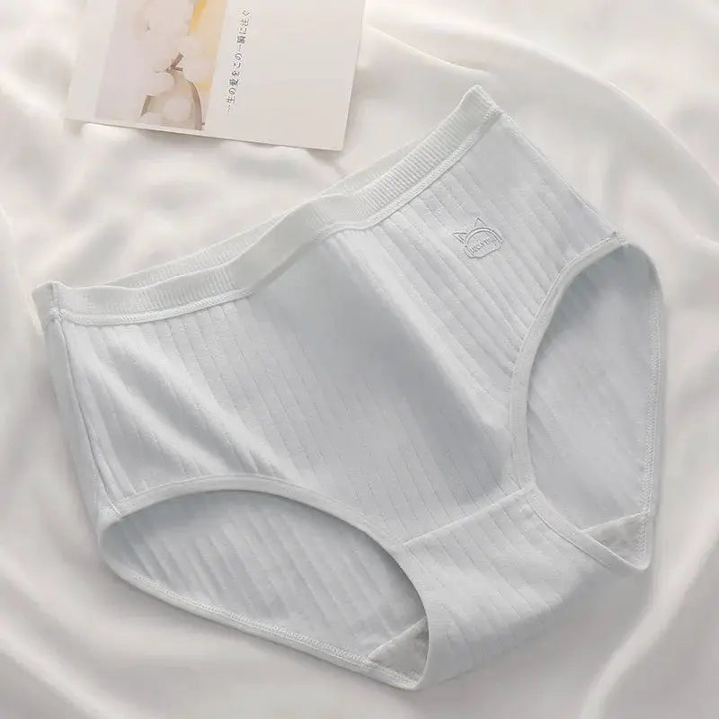 Simples Market white ribbed cotton high-waist women's panties