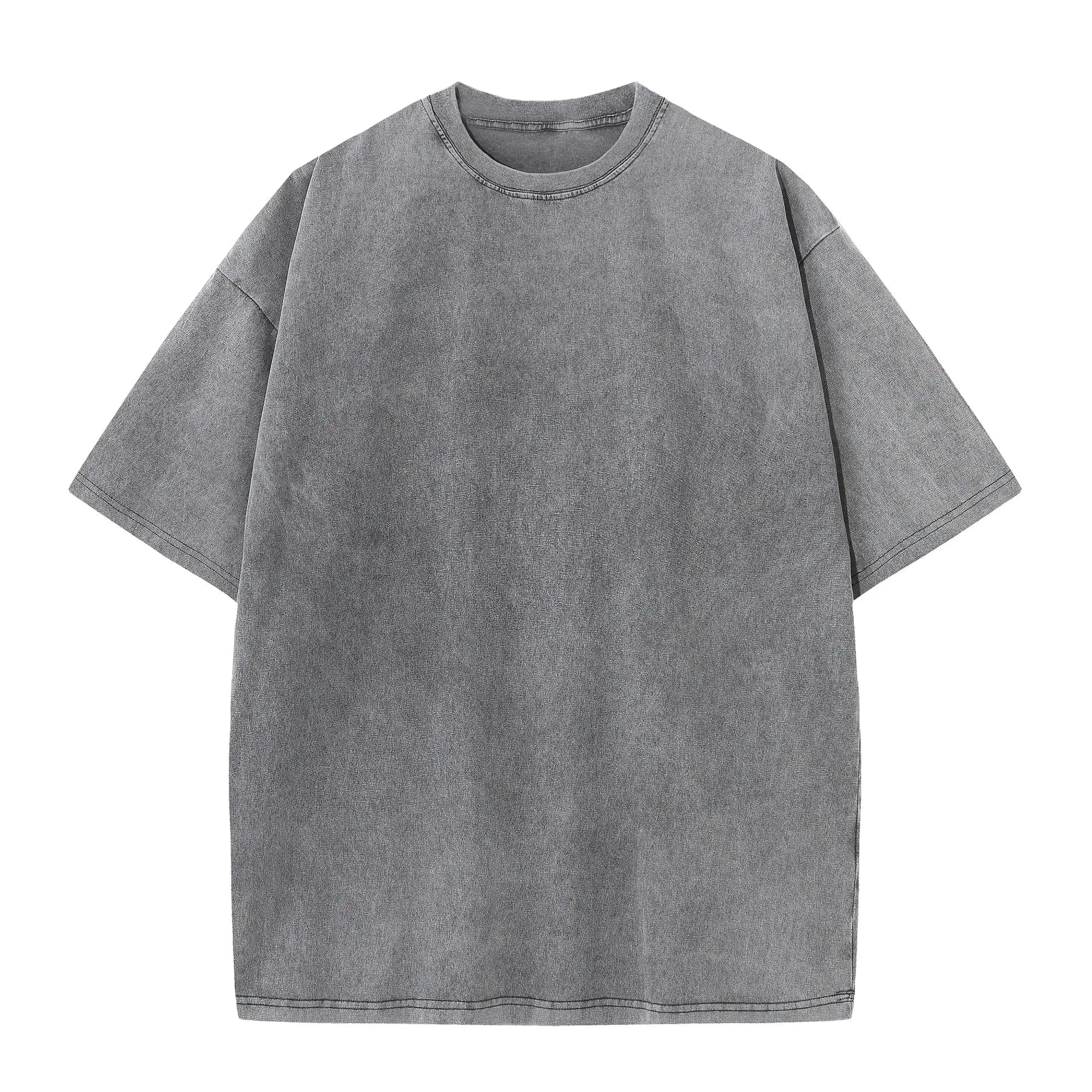 Men's Summer Pure Cotton Distressed Retro Drop Shoulder T Shirt Solid Color Loose Casual Breathable Tops