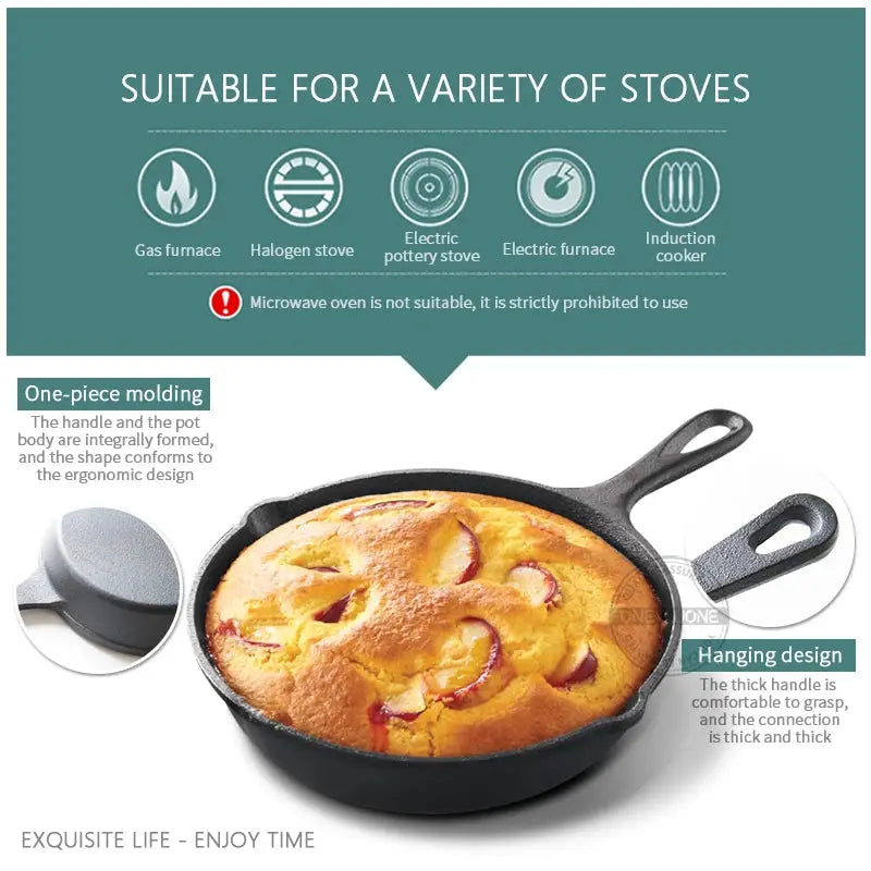 Cast Iron Frying Pan Set 14cm 16cm 20cm Nonstick Skillet Induction Compatible Breakfast Omelette Pancake Pan