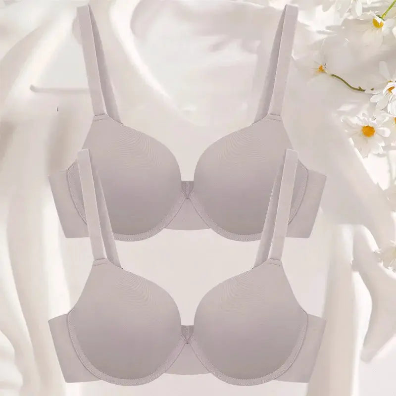 2-pack Simples Market wireless push-up bras, beige, with adjustable straps