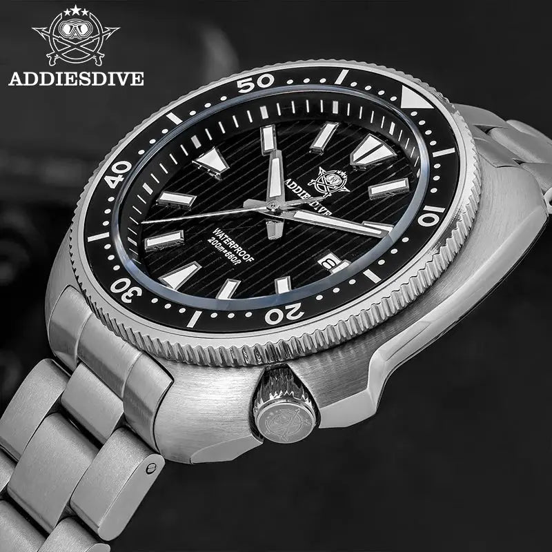 ADDIESDIVE Men's New Outdoor Quartz Watch 200M Diving BGW9 Super Blue Luminous Watch Sapphire Glass Men's Stainless Steel Watch