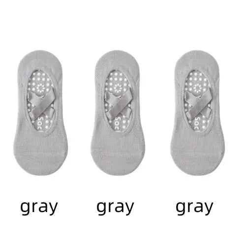 Three Pairs Professional Women Yoga Socks Silicone Anti Slip Backless Breathable Bandage For Yoga Pilates Ballet Sport