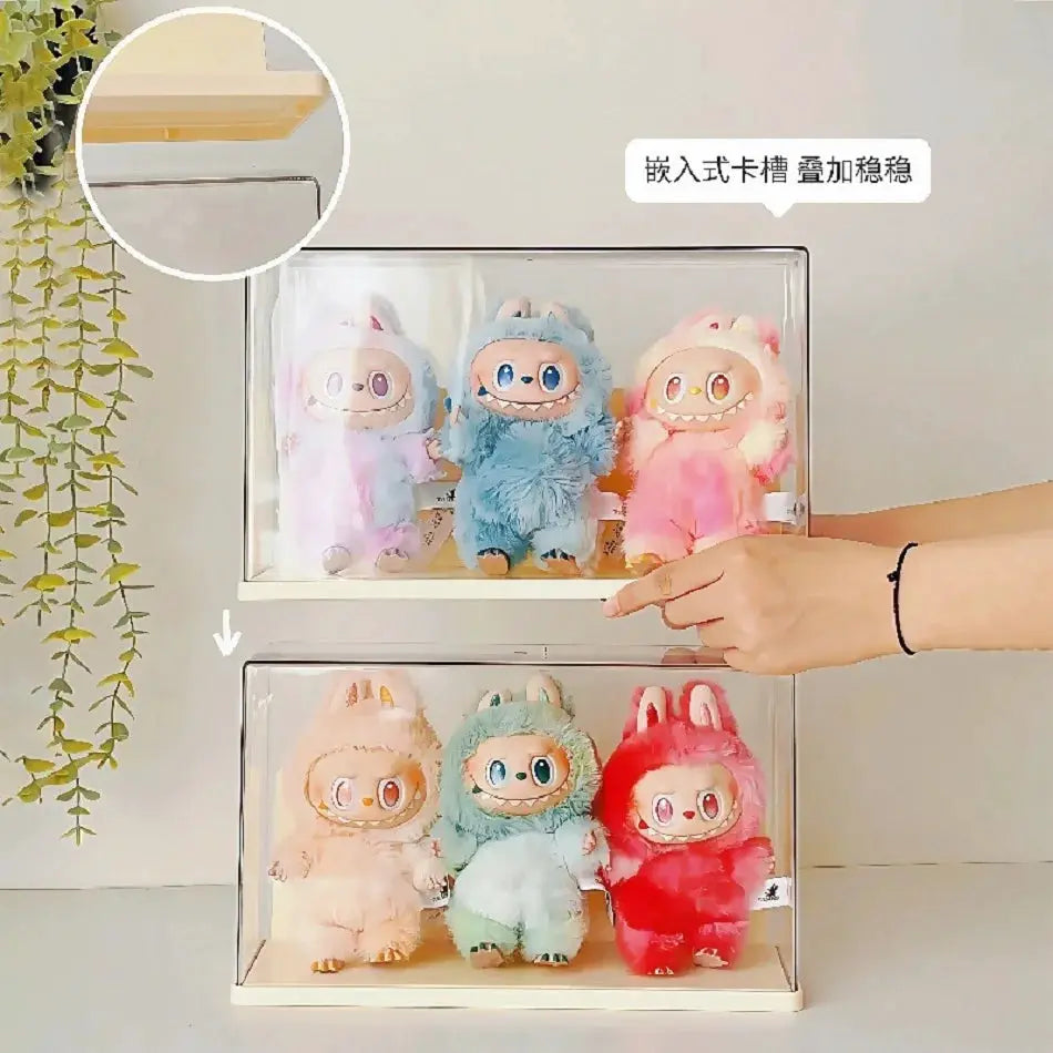 Labubu Transparent Display Box Stackable Vinyl Figurine Storage Rack For Blind Boxes And Collectibles