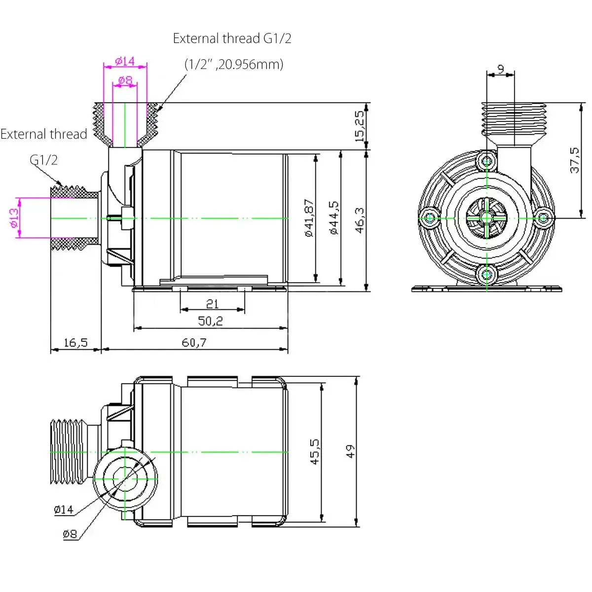 Quiet DC Brushless Submersible Pump 12V 24V 800 Liters Per Hour Lift Six Meters Shower Booster Pump