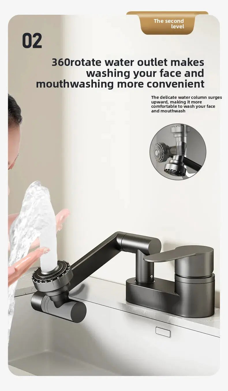 Simples Market wash basin faucet, matte black finish with 2-mode rotating spray nozzle.