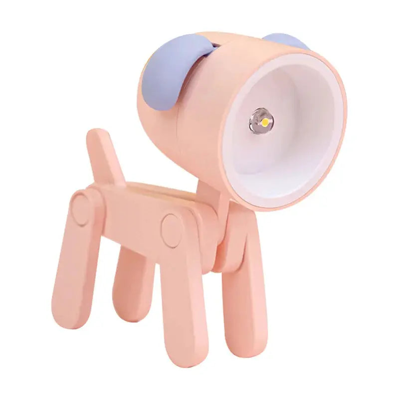 Mini LED night light folding desk lamp in pink with a cute dog-deer shape for kids' rooms