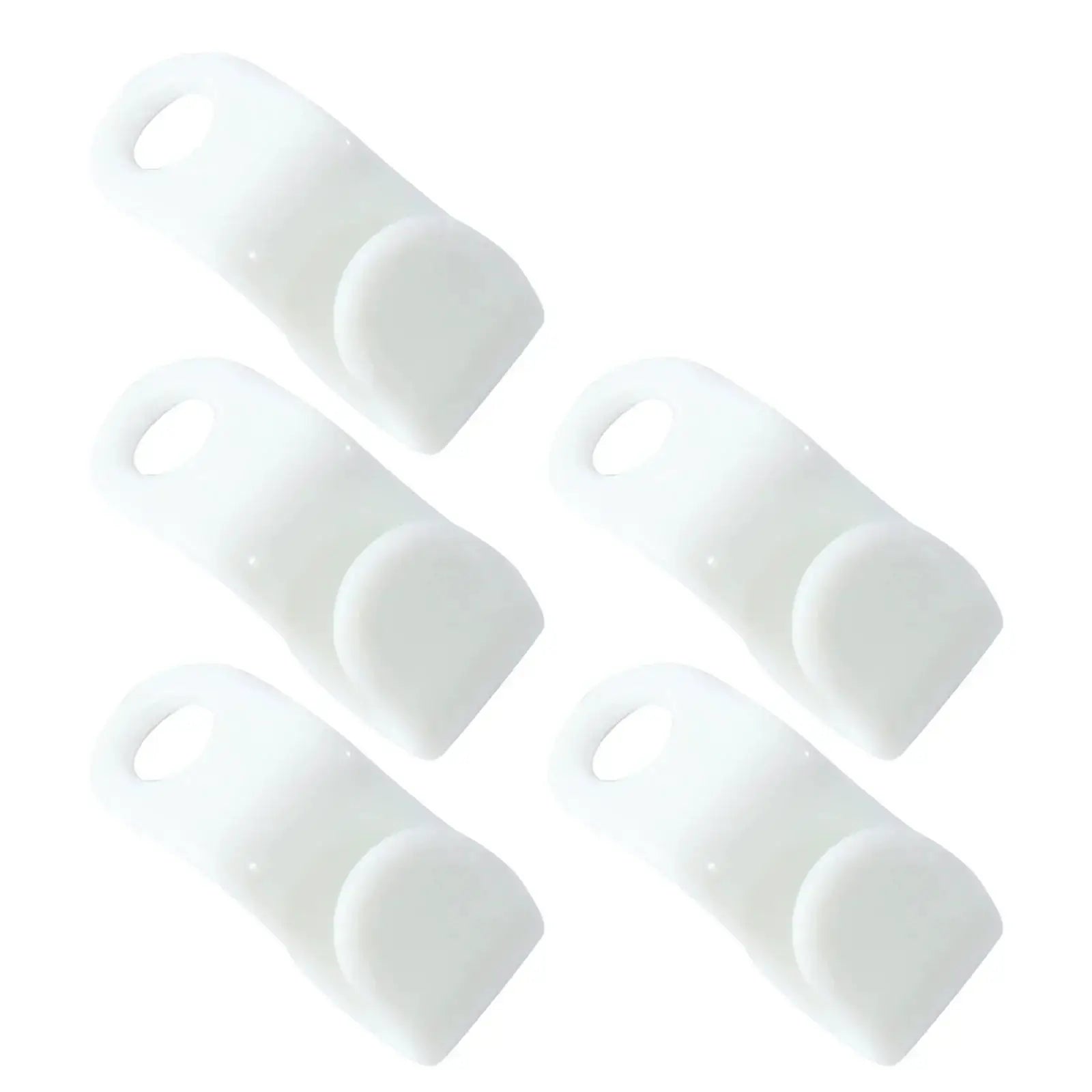 White plastic mini wardrobe hangers arranged diagonally for space-saving storage