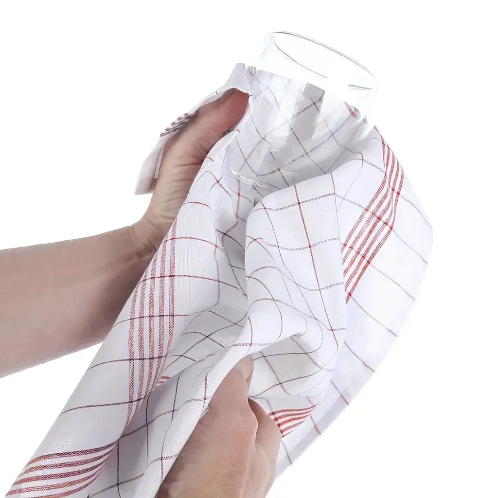 Classic plaid dish towel, white with red plaid lines, soft large kitchen towel for bar and kitchen cleaning